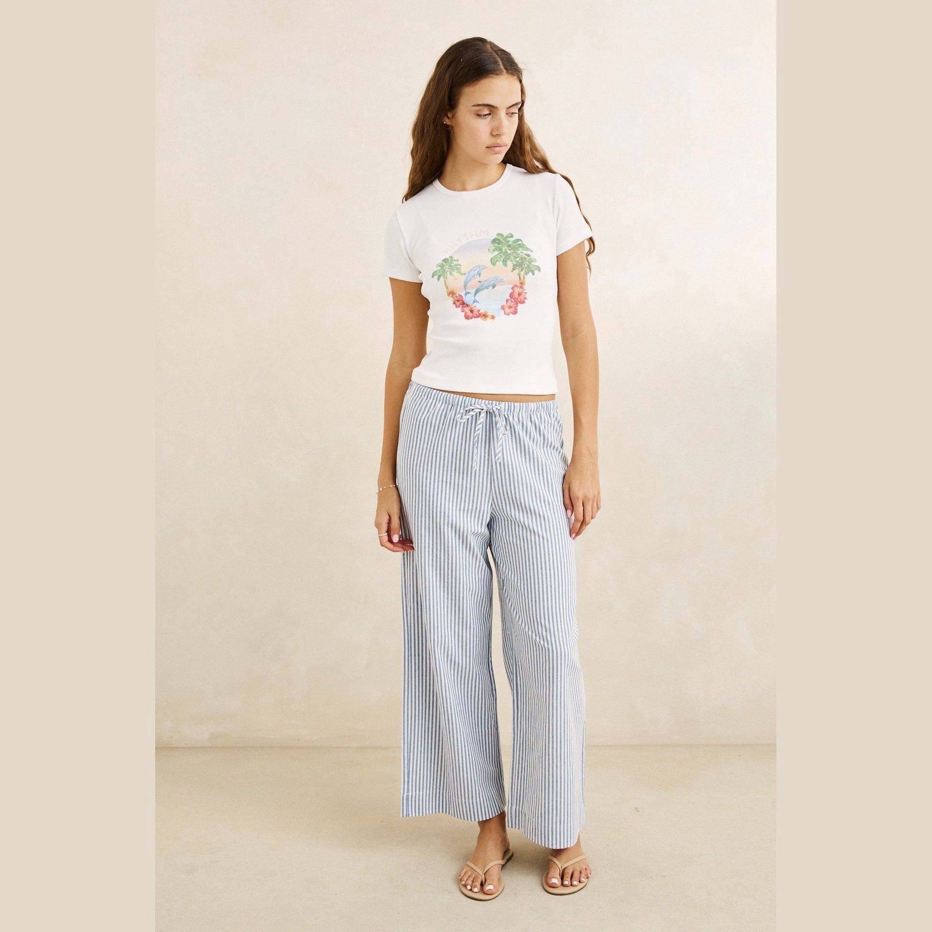 RHYTHM | LADIES VISTA STRIPE BEACH PANT. BLUE