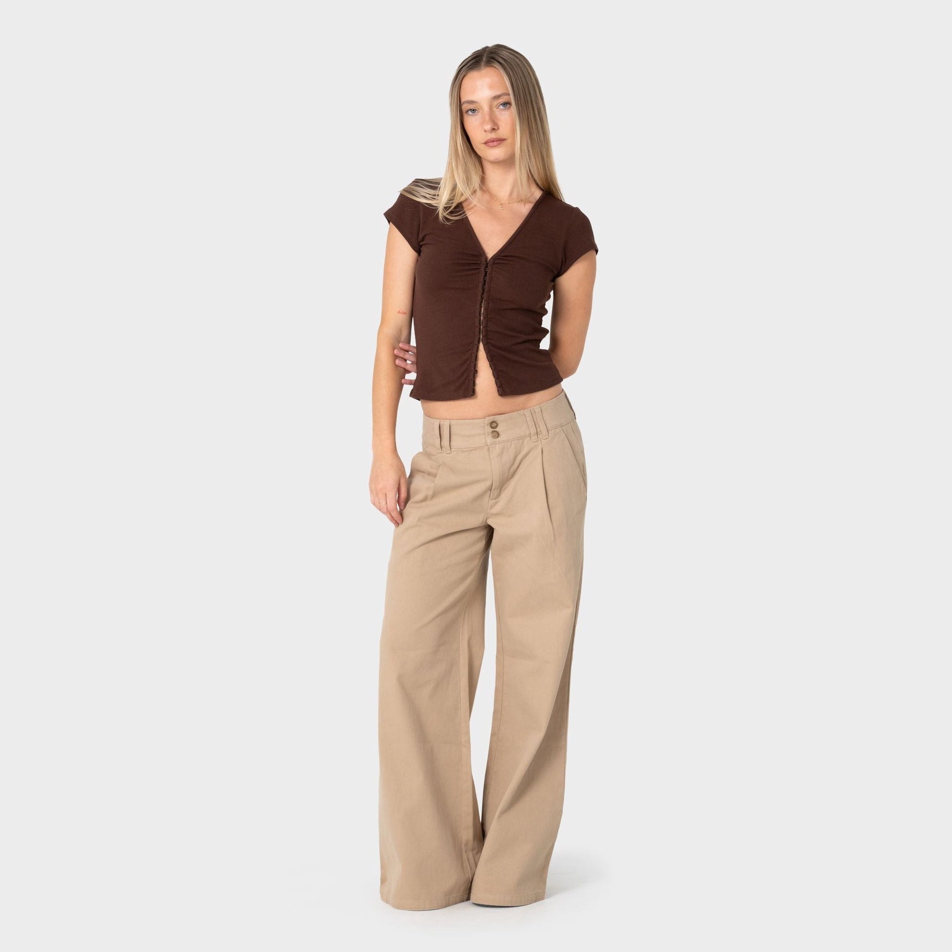 RUSTY | LADIES BEVERLEY LOW RISE PANT. ABBEY STONE