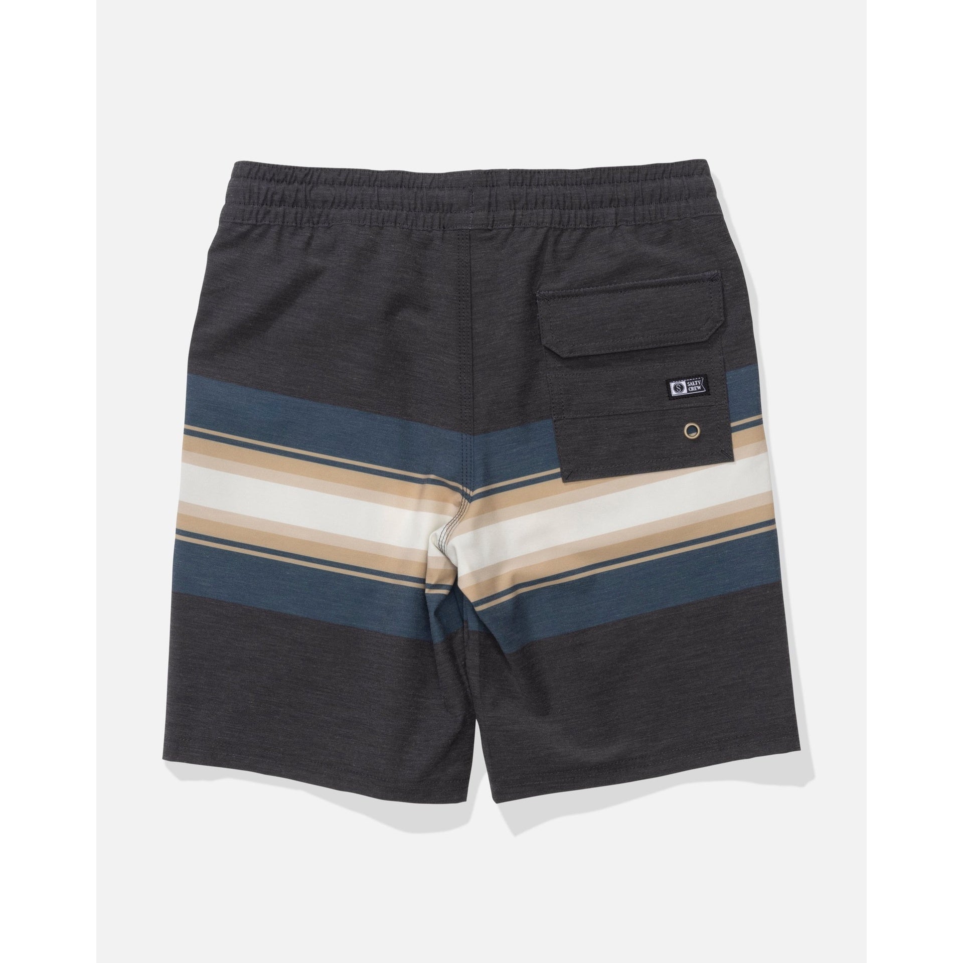 SALTY CREW | BOYS CREW STRIPE VOLLEY SHORT. PIRATE BLACK