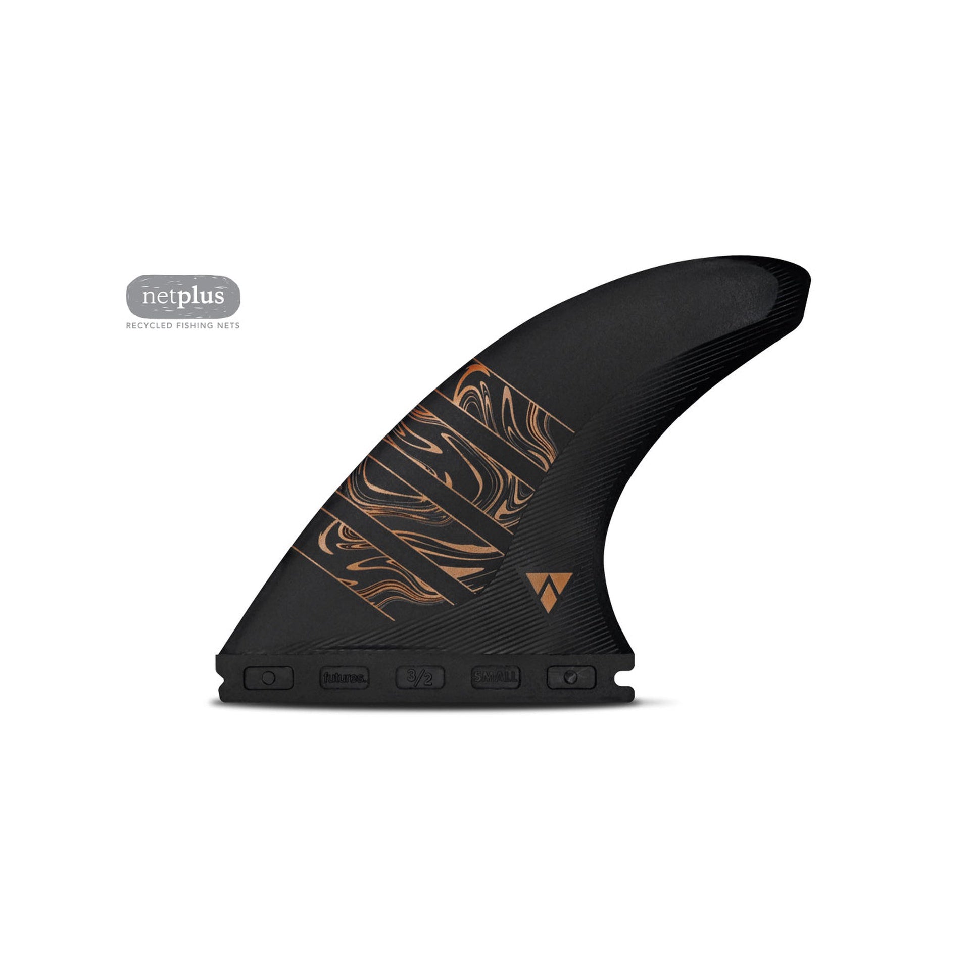 Futures | Vector 3/2 Alpha Small Tri Fin Set. Carbon/Bronze